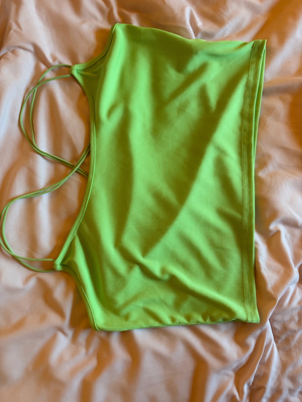 Women’s Neon Green Ribbed Cross Back Crop Top